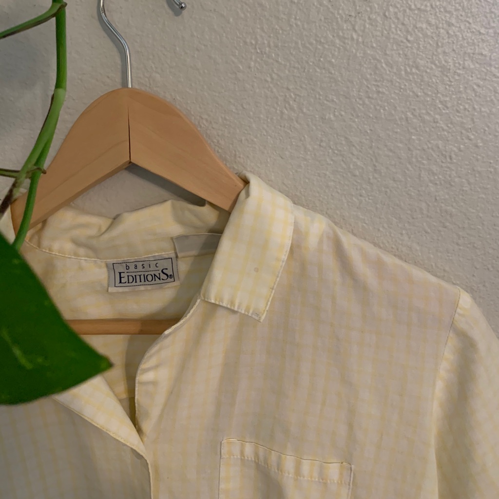 Yellow Gingham Button Down Top